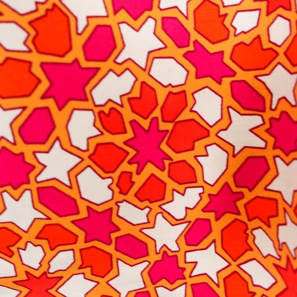 LANDS'‎ END Orange White Tankini 4P SMALL Swimwear Padded Geometric Ruched Strap - Picture 5 of 10